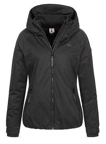 Ragwear Damen wasserabweisende Übergangsjacke Dizzie mit Kapuze 2321-60007 Black (1010) M von Ragwear