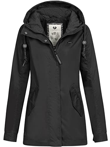 Ragwear Damen wasserabweisende Übergangsjacke Lenca mit Kapuze 2211-60025 Black (1010) S von Ragwear