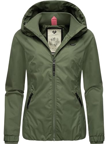 Ragwear Damen wasserdichte Übergangsjacke leichte Jacke kurz mit Kapuze Dizzie Intl Dark Olive024 Gr. M von Ragwear