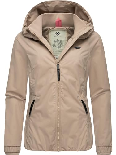 Ragwear Damen wasserdichte Übergangsjacke leichte Jacke kurz mit Kapuze Dizzie Intl Latte024 Gr. S von Ragwear