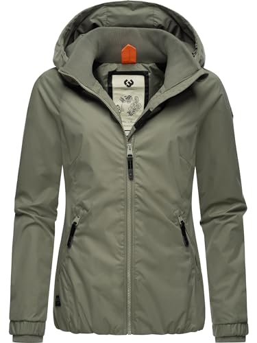 Ragwear Damen wasserdichte Übergangsjacke leichte Jacke kurz mit Kapuze Dizzie Intl Olive24 Gr. XS von Ragwear