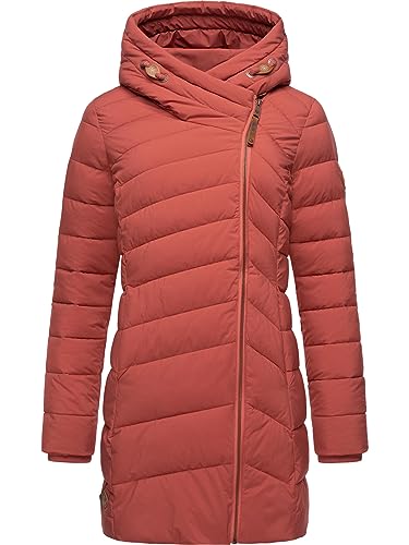 Ragwear Damen wasserdichter Regenmantel Wintermantel warm gefüttert Steppmantel lang mit Kapuze Teela Rose Gr. S von Ragwear