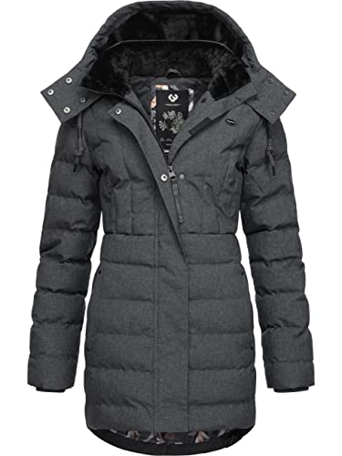 Ragwear Damen wasserdichter Wintermantel Steppmantel mit Kapuze Ashanta Dark Grey Gr. 3XL von Ragwear