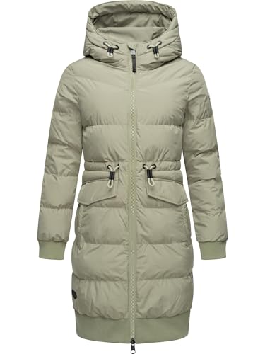 Ragwear Damen wasserdichter Wintermantel Warmer Steppmantel lang mit Taillenzug und Kapuze Briosh YOUMODO Dusty Olive Gr. L von Ragwear