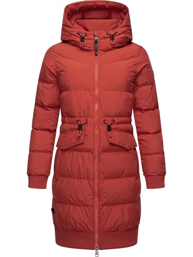 Ragwear Damen wasserdichter Wintermantel Warmer Steppmantel lang mit Taillenzug und Kapuze Briosh YOUMODO Red Gr. L von Ragwear