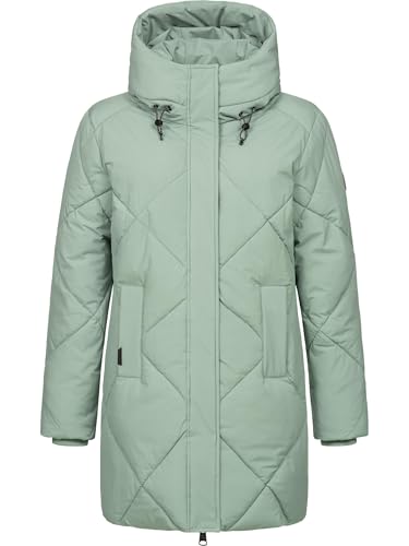 Ragwear Damen wasserdichter und atmungsaktiver Wintermantel Warmer Steppmantel lang mit Verstellbarer Kapuze Diamanta Dusty Green Gr. L von Ragwear