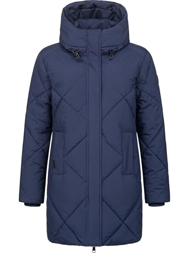 Ragwear Damen wasserdichter und atmungsaktiver Wintermantel Warmer Steppmantel lang mit Verstellbarer Kapuze Diamanta Midnight Gr. L von Ragwear