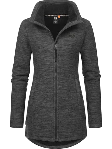 Ragwear Damen weiche Strickjacke Übergangsjacke mit Teddy-Fleece Miram Melange YOUMODO Dark Grey Gr. L von Ragwear