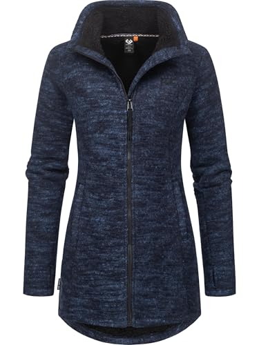 Ragwear Damen weiche Strickjacke Übergangsjacke mit Teddy-Fleece Miram Melange YOUMODO Navy Gr. L von Ragwear