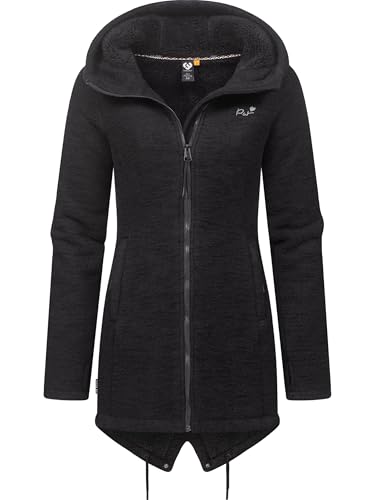 Ragwear Damen weiche Strickjacke Übergangsjacke mit Teddy-Fleece Wingi Melange YOUMODO Black Gr. M von Ragwear