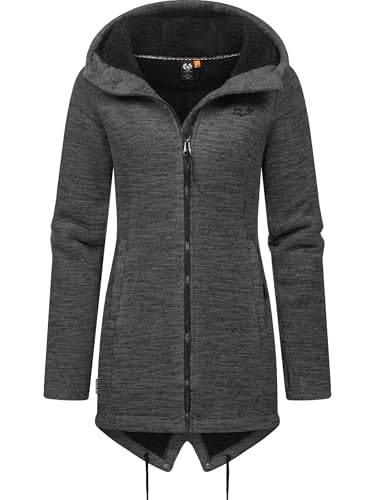 Ragwear Damen weiche Strickjacke Übergangsjacke mit Teddy-Fleece Wingi Melange YOUMODO Dark Grey Gr. 3XL von Ragwear