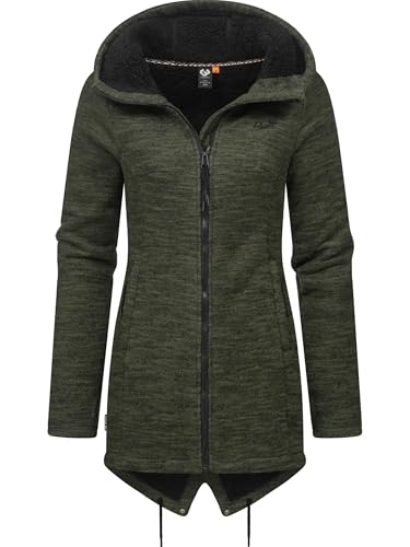 Ragwear Damen weiche Strickjacke Übergangsjacke mit Teddy-Fleece Wingi Melange YOUMODO Dark Olive Gr. XXL von Ragwear