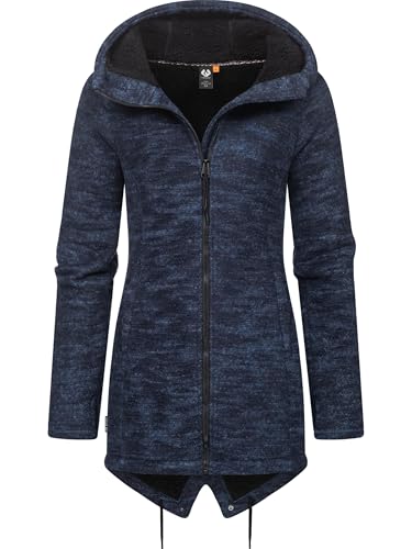 Ragwear Damen weiche Strickjacke Übergangsjacke mit Teddy-Fleece Wingi Melange YOUMODO Navy Gr. XL von Ragwear