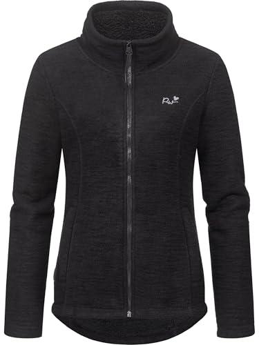 Ragwear Damen weiche Strickjacke Übergangsjacke mit Teddy-Fleece und Stehkragen Liram Melange YOUMODO Black Gr. XXL von Ragwear
