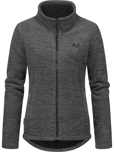 Ragwear Damen weiche Strickjacke Übergangsjacke mit Teddy-Fleece und Stehkragen Liram Melange YOUMODO Dark Grey Gr. S von Ragwear