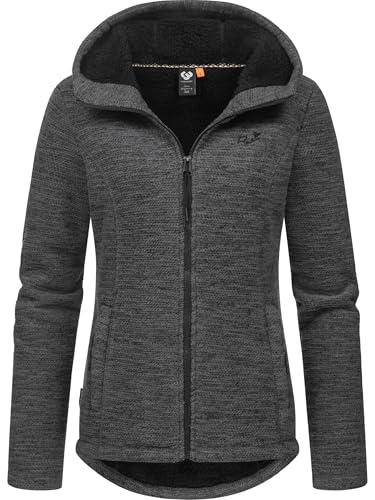 Ragwear Damen weiche Strickjacke leichte Übergangsjacke mit kuscheligem Teddyfleece und Kapuze Lyshka Melange YOUMODO Dark Grey Gr. XXL von Ragwear