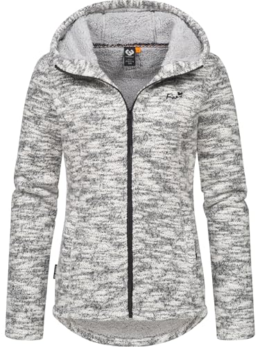 Ragwear Damen weiche Strickjacke leichte Übergangsjacke mit kuscheligem Teddyfleece und Kapuze Lyshka Melange YOUMODO Ash Gr. M von Ragwear