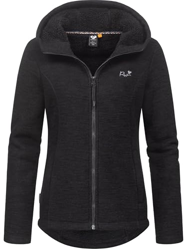 Ragwear Damen weiche Strickjacke leichte Übergangsjacke mit kuscheligem Teddyfleece und Kapuze Lyshka Melange YOUMODO Black Gr. M von Ragwear