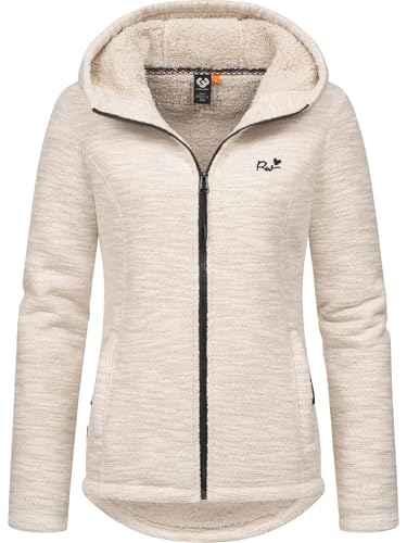 Ragwear Damen weiche Strickjacke leichte Übergangsjacke mit kuscheligem Teddyfleece und Kapuze Lyshka Melange YOUMODO Taupe Gr. 4XL von Ragwear