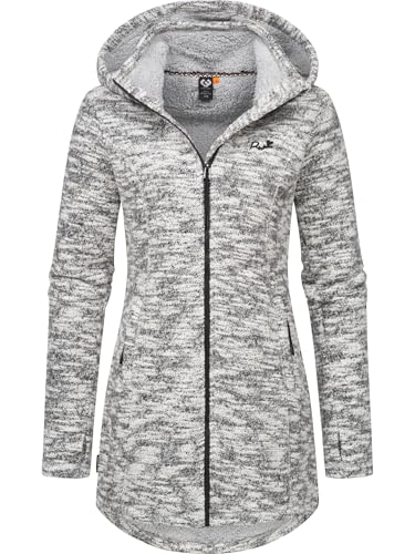 Ragwear Damen weiche Strickjacke mit Teddyfell-Innenfutter und Kapuze Lange Übergangsjacke Leysha Melange YOUMODO Ash Gr. XXL von Ragwear