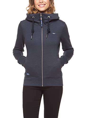 Ragwear EMER Damen Frauen Kapuzenjacke,Zip Hoodie,Sweatjacke,Stehkragen,Seitentaschen,Regular Fit,Navy (2028),L von Ragwear