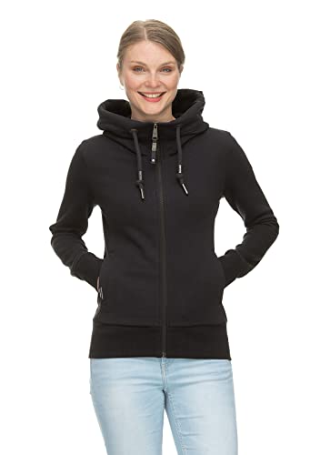 Ragwear EMER Damen Frauen Kapuzenjacke,Zip Hoodie,Sweatjacke,Stehkragen,Seitentaschen,Schwarz,L von Ragwear