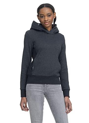 Ragwear EMERINA Damen Frauen Kapuzenpulli,Kapuzenpullover,Hoodie,Stehkragen,Seitentaschen,Schwarz,L von Ragwear