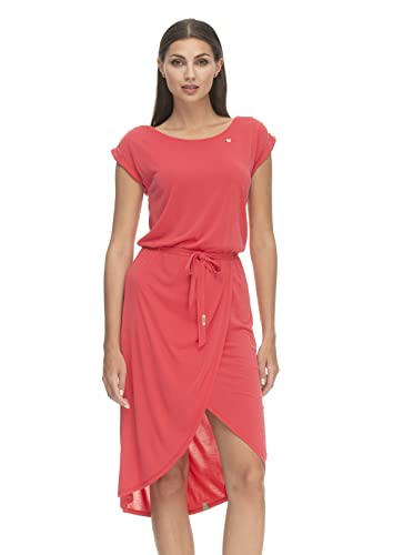 Ragwear ETHANY Damen Frauen Kurzarmkleid,Kleid,Freizeitkleid,Sommerkleid,Kurzarm,Gummizug,Wickel-Optik,Rot,XL von Ragwear