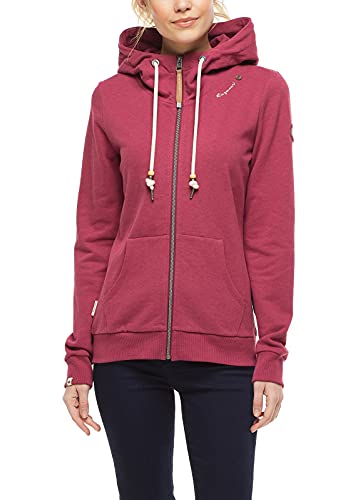 Ragwear Flora Zip Organic Damen Frauen Kapuzenjacke,Zip Hoodie,Kapuzenpullover,Sweatjacke,warm,Regular Fit,Rot,M von Ragwear