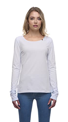 Ragwear FLORAH Long Organic Damen Frauen Longsleeve,Langarmshirt,Sweatshirt,Rundhalsausschnitt,extra Lange Ärmel,Regular Fit,Blau,XXL von Ragwear