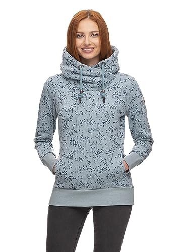 Ragwear GRIPY Flowery Damen Frauen Kapuzenpulli,Kapuzenpullover,Hoodie,Stehkragen,warm,Seitentaschen,Blau,XL von Ragwear