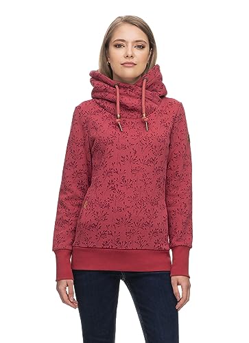 Ragwear GRIPY Flowery Damen Frauen Kapuzenpulli,Kapuzenpullover,Hoodie,Stehkragen,warm,Seitentaschen,Rot,L von Ragwear