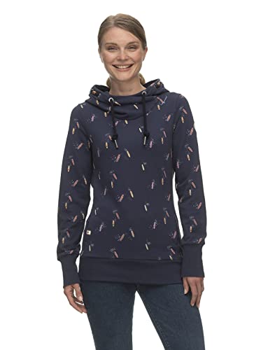 Ragwear GRIPY Organic Damen Frauen Kapuzenpulli,Kapuzenpullover,Hoodie,Stehkragen,Muster,Blau,M von Ragwear