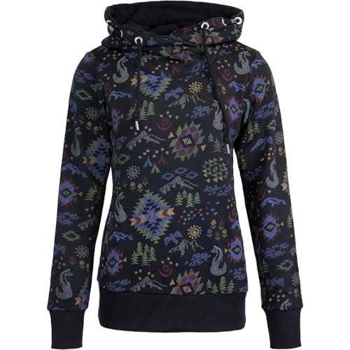 Ragwear Grisell Print Hooded Sweater Damen (DE/NL/SE/PL, Alphanumerisch, M, Regular, Regular, Black) von Ragwear