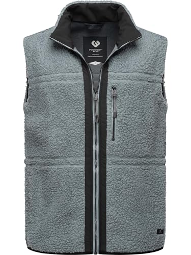 Ragwear Herren Fleecejacke Kurze Teddyfleece-Weste warm Noory Vest Grey Gr. XL von Ragwear