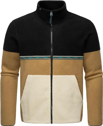 Ragwear Herren Fleecejacke kurzer kuscheliger Sweater warm mit hohem Kragen Lonndy Black Gr. 4XL von Ragwear