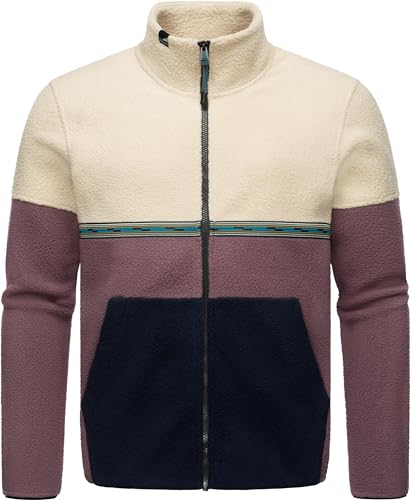 Ragwear Herren Fleecejacke kurzer kuscheliger Sweater warm mit hohem Kragen Lonndy Ecru Gr. 3XL von Ragwear