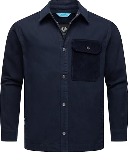 Ragwear Herren Hemdjacke leichte Übergangsjacke Overshirt mit Kord-Brusttasche Garwend YOUMODO Navy Gr. L von Ragwear
