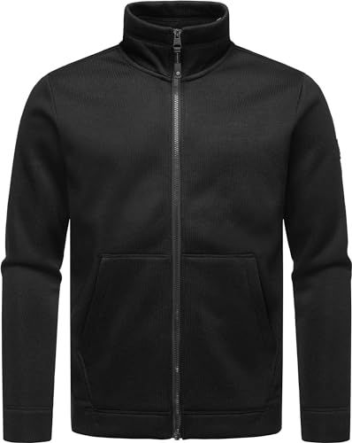 Ragwear Herren Übergangsjacke Strickjacke Zipper in Sweat-Optik leichte Jacke aus Feinstrick mit Reißverschluss Fabbian Collar Black Gr. 4XL von Ragwear