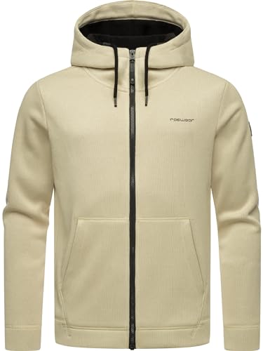 Ragwear Herren Übergangsjacke Strickjacke leichte Jacke aus Feinstrick kurz mit Kapuze Fabian Ecru Gr. M von Ragwear