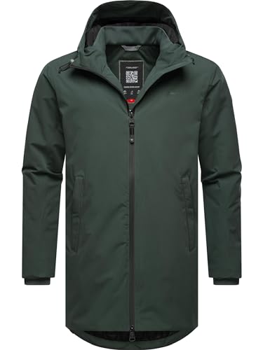 Ragwear Herren Übergangsjacke leichte Jacke lang mit Kapuze Frydo Dark Green Gr. L von Ragwear