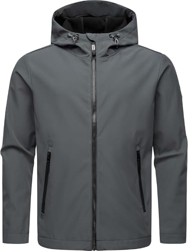 Ragwear Herren Übergangsjacke wasserdichte Softshelljacke mit Kapuze Shellwie Warm Dark Grey Gr. XXL von Ragwear