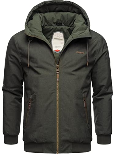 Ragwear Herren warme wasserdichte und atmungsaktive Winterjacke kurz mit Verstellbarer Kapuze Stewie Dark Olive22 Gr. XXL von Ragwear