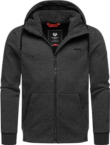 Ragwear Herren Zip-Hoodie Sweatjacke Kapuzenjacke mit Teddyfell Fabbian Dark Grey Gr. M von Ragwear