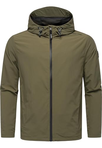 Ragwear Herren leichte Übergangsjacke Kurze Sommerjacke mit Kapuze und wasserdichtem Reißverschluss Lewie YOUMODO Dark Olive Gr. L von Ragwear