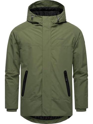 Ragwear Herren warme Kurze Winterjacke wasserdicht und atmungsaktiv mit Kapuze Hatar Olive24 Gr. XL von Ragwear