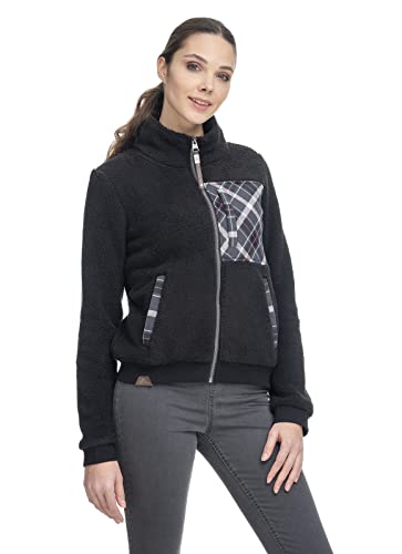 Ragwear IMOLLA Damen Frauen Sweatjacke,Fleece-Sweatjacke,Zip Hoodie,Stehkragen,Seitentaschen,Schwarz,XXL von Ragwear