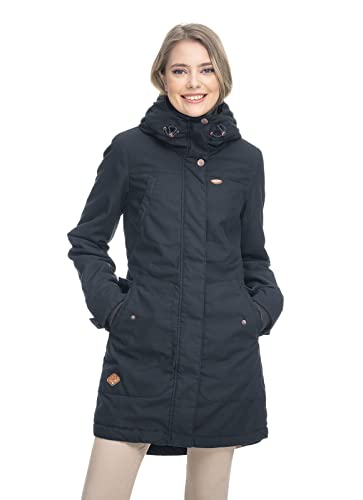 Ragwear JANNISA Damen Frauen Parka,Mantel,Wintermantel,Stehkragen,robust,Schwarz,M von Ragwear