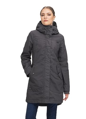 Ragwear JANNISA Damen Frauen Parka,Mantel,Übergangsmantel,Übergangsjacke mit Kapuze,Herbstmantel,Grau,L von Ragwear