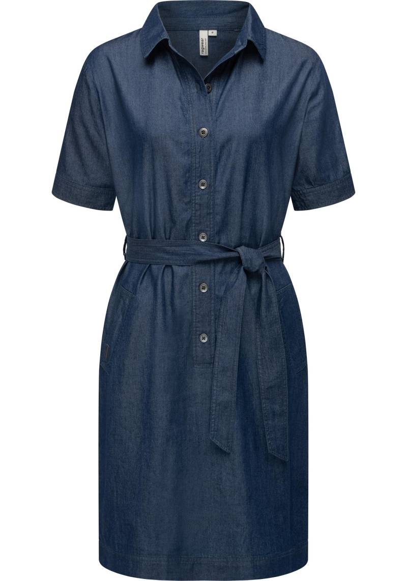 Ragwear Jeanskleid "Rozyna Denim" Außentaschen  Eingrifftaschen Midikleid in Denim-Optik mit Haifisch-Kragen von Ragwear
